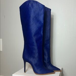 SCHUTZ Rare Maryana Electric Blue Pony Hair Boots